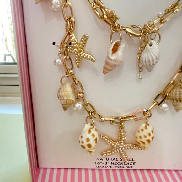 New House of Harlow 1960 Necklace Gold Shells Pearls NWT - Picture 5 of 7